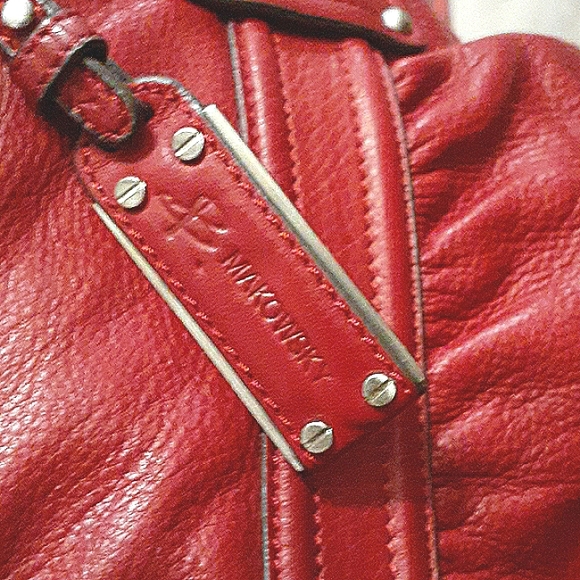 B MAKOWSKY Shoulder Tote Bag Purse Soft Leather XL. RED - Picture 3 of 14